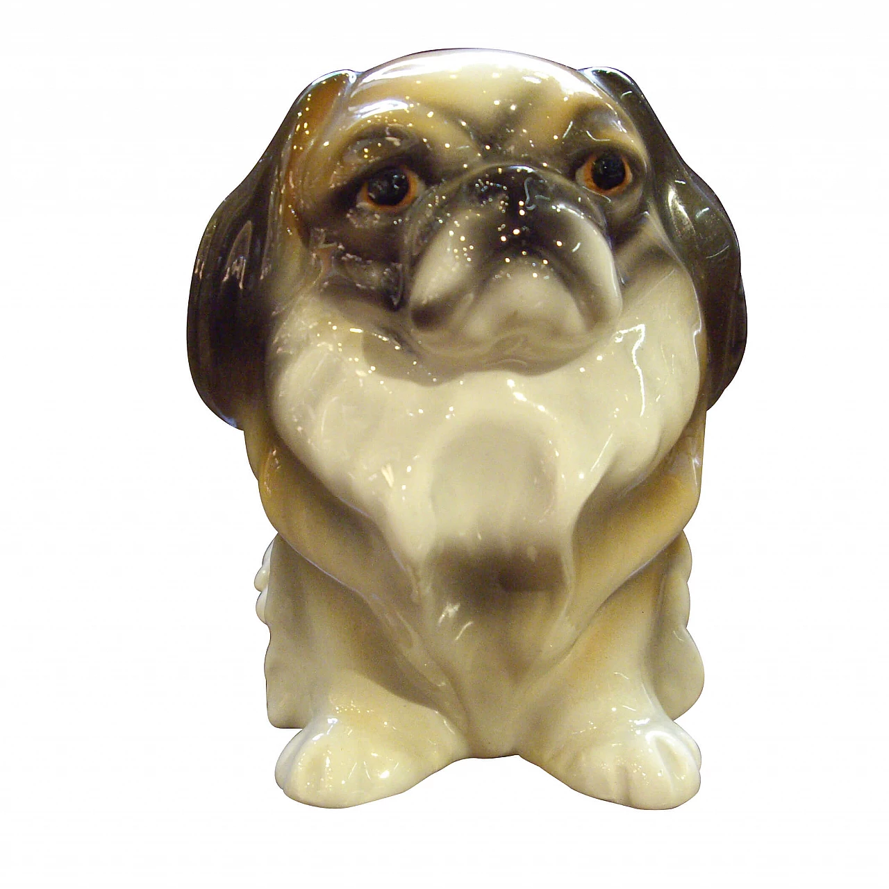 Sculpture of a pekingese in polychrome porcelain by Goldscheider, 30s 1268715