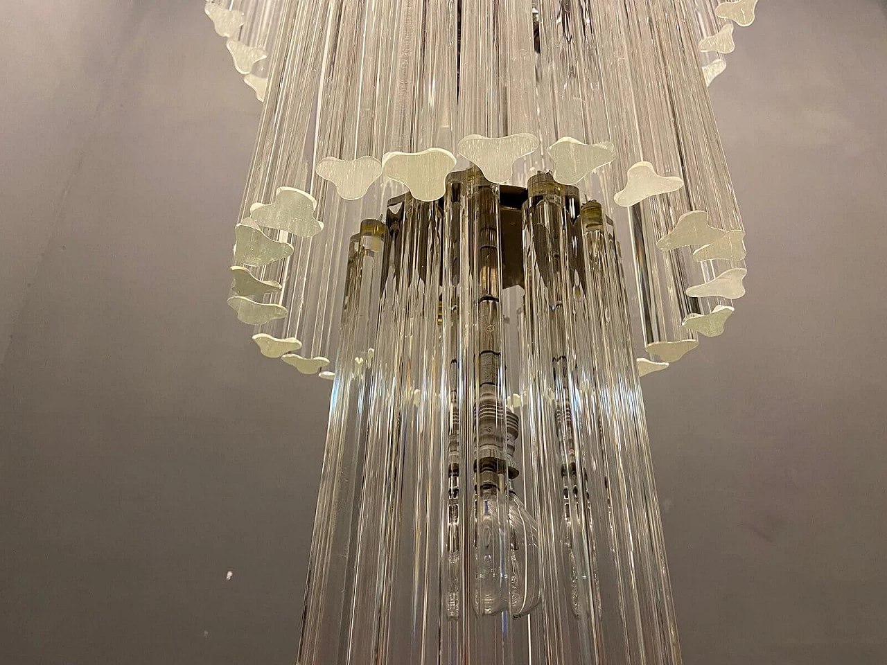 Lampadario con prismi in vetro di Murano di Paolo Venini, anni '60 1275748