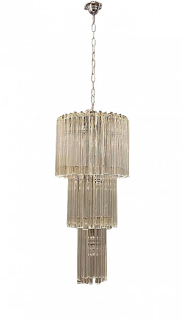 Chandelier with prisms in Murano glass by Paolo Venini, 60s