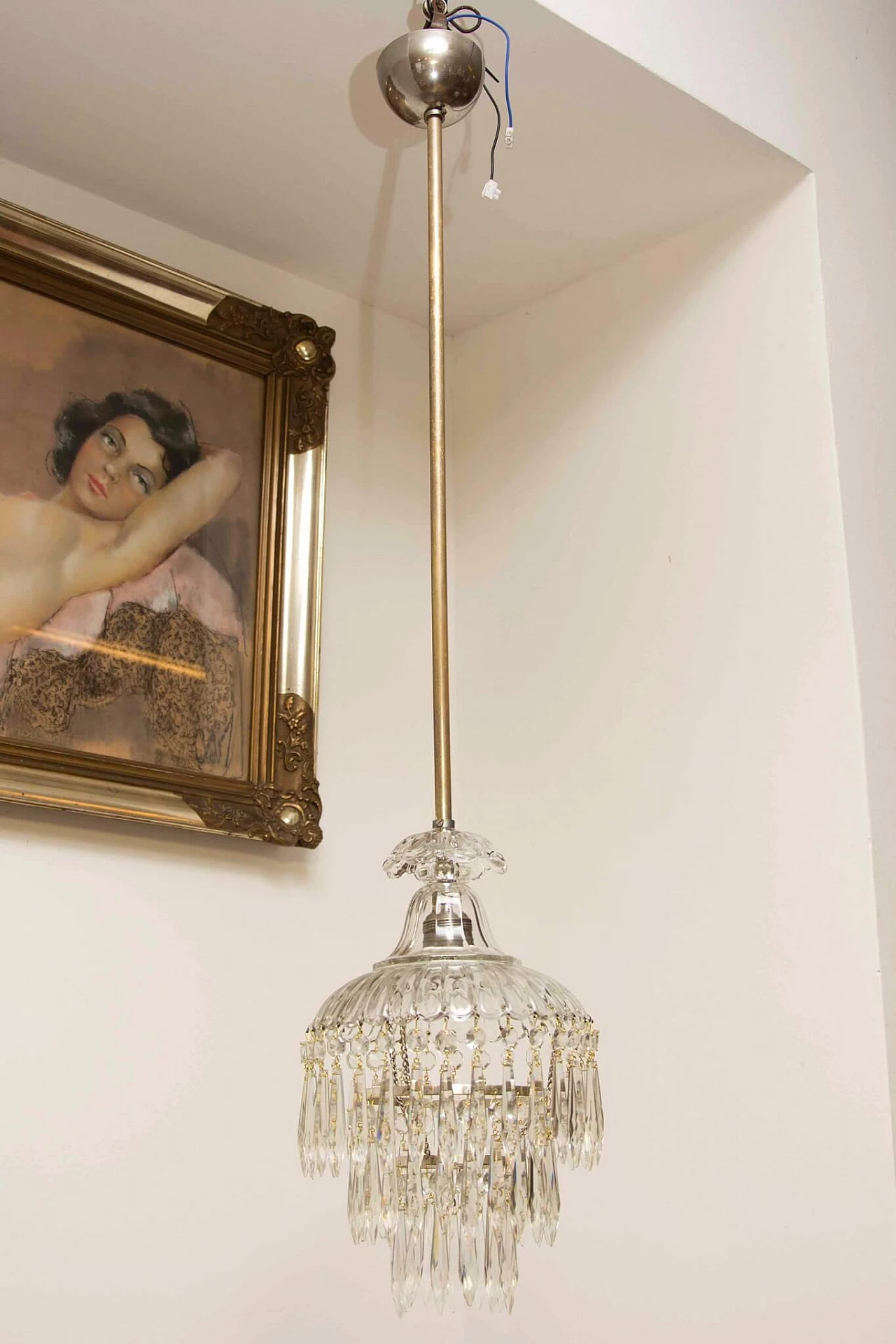 Crystal chandelier with brass frame, 40s 1276502