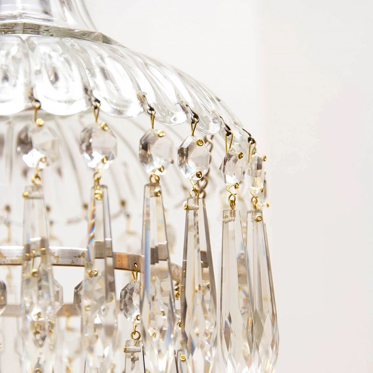 Crystal chandelier with brass frame, 40s 1276509