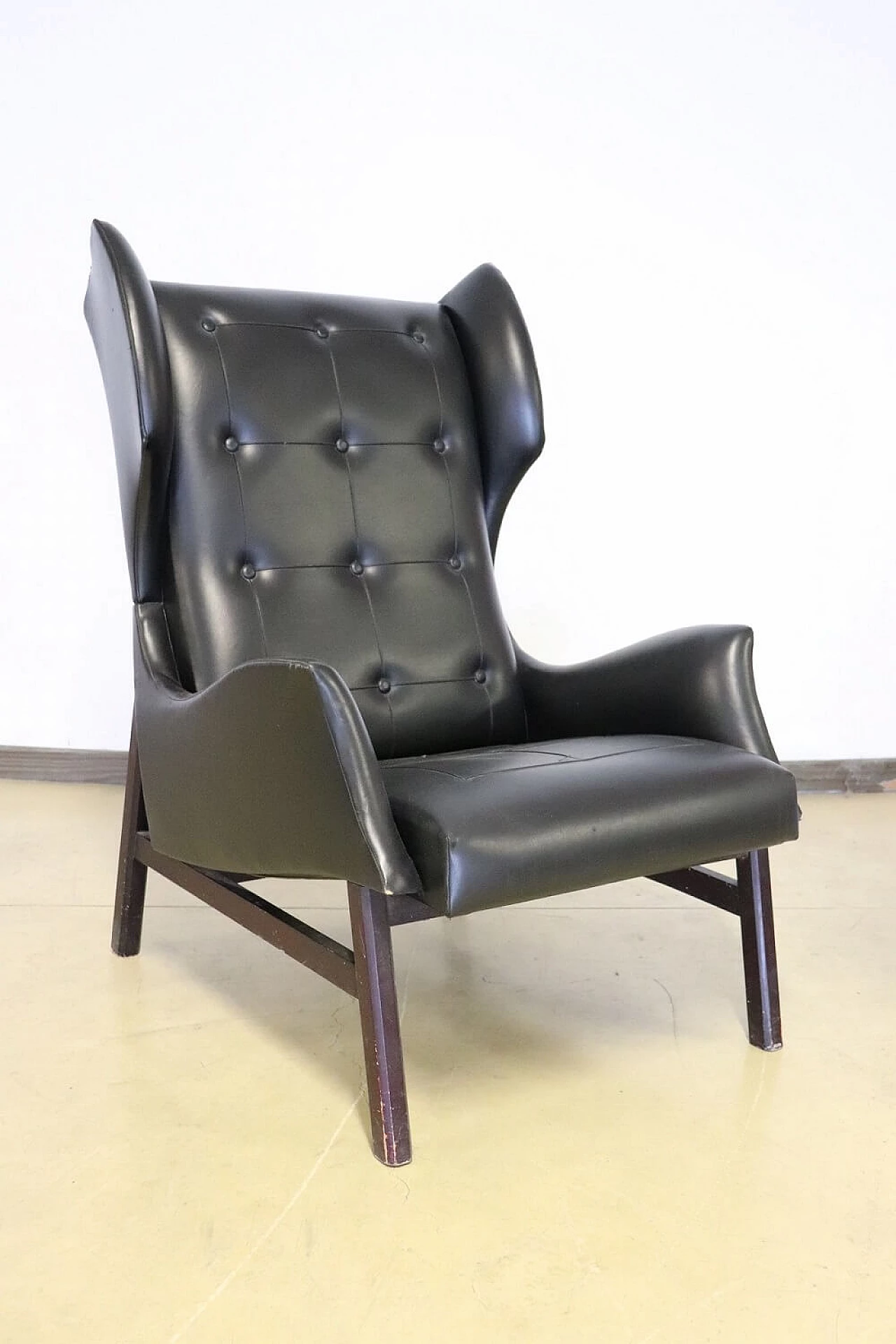 Black leatherette armchair, 1940s 1277774