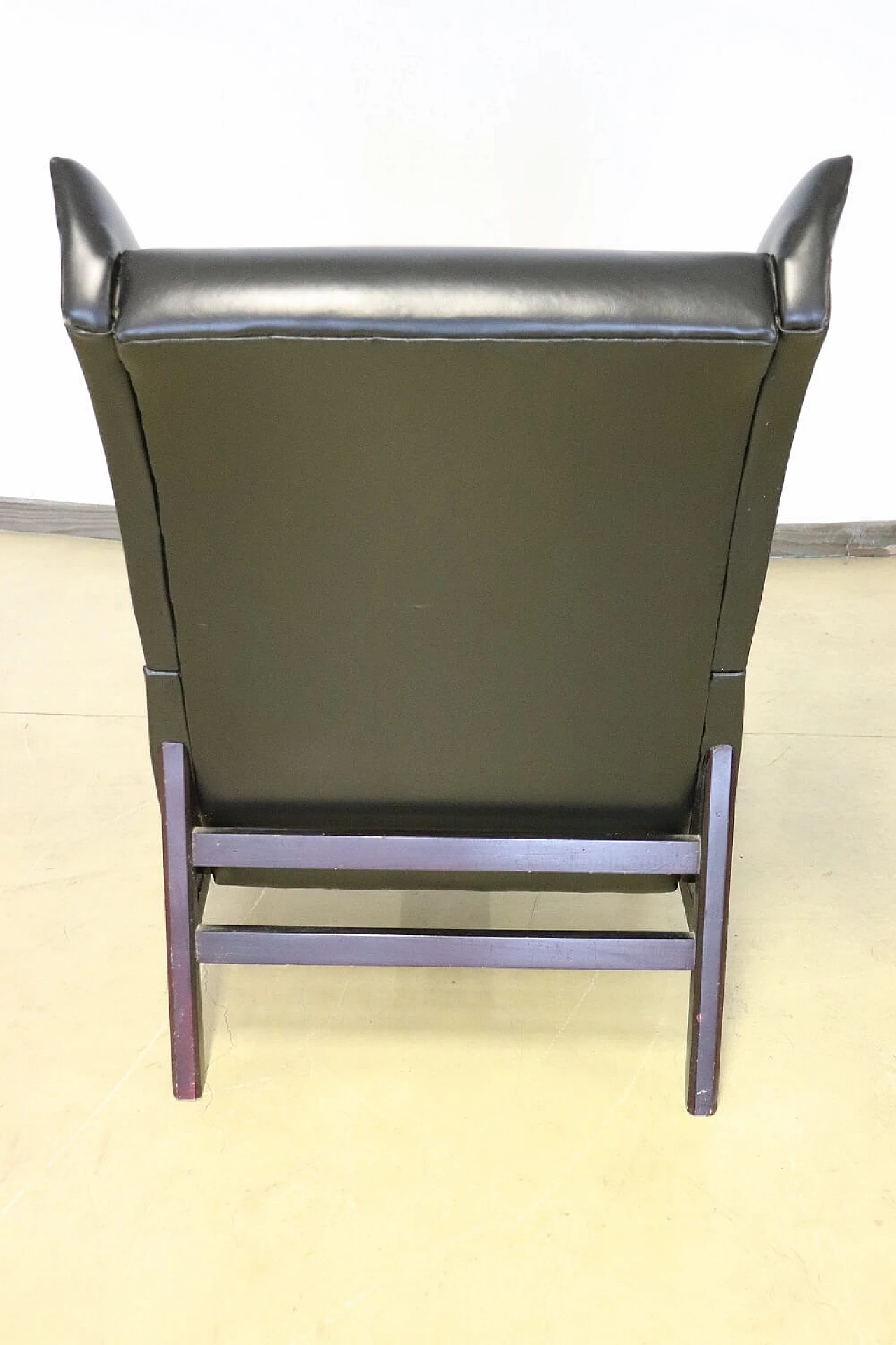 Black leatherette armchair, 1940s 1277780