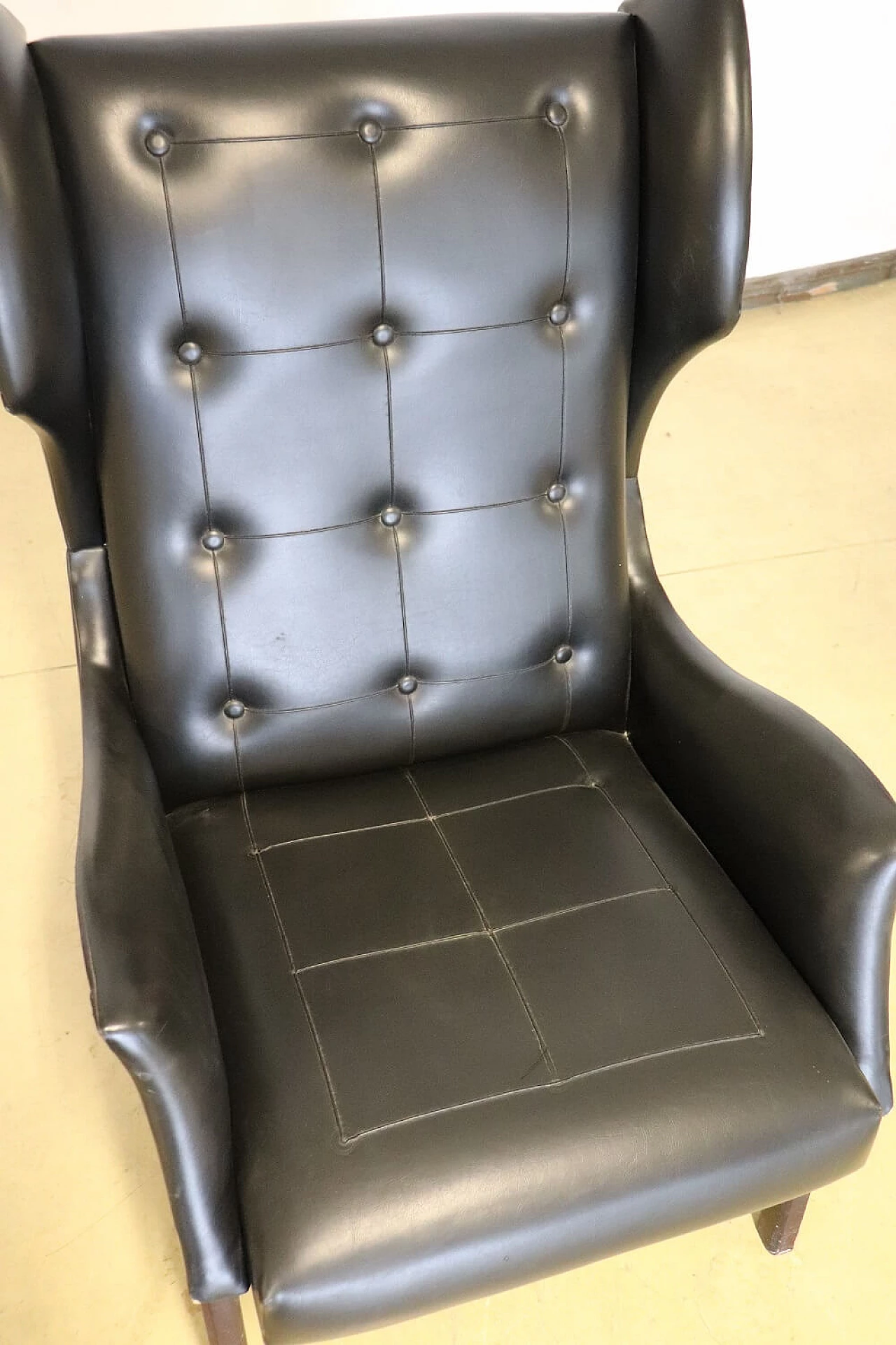 Black leatherette armchair, 1940s 1277781