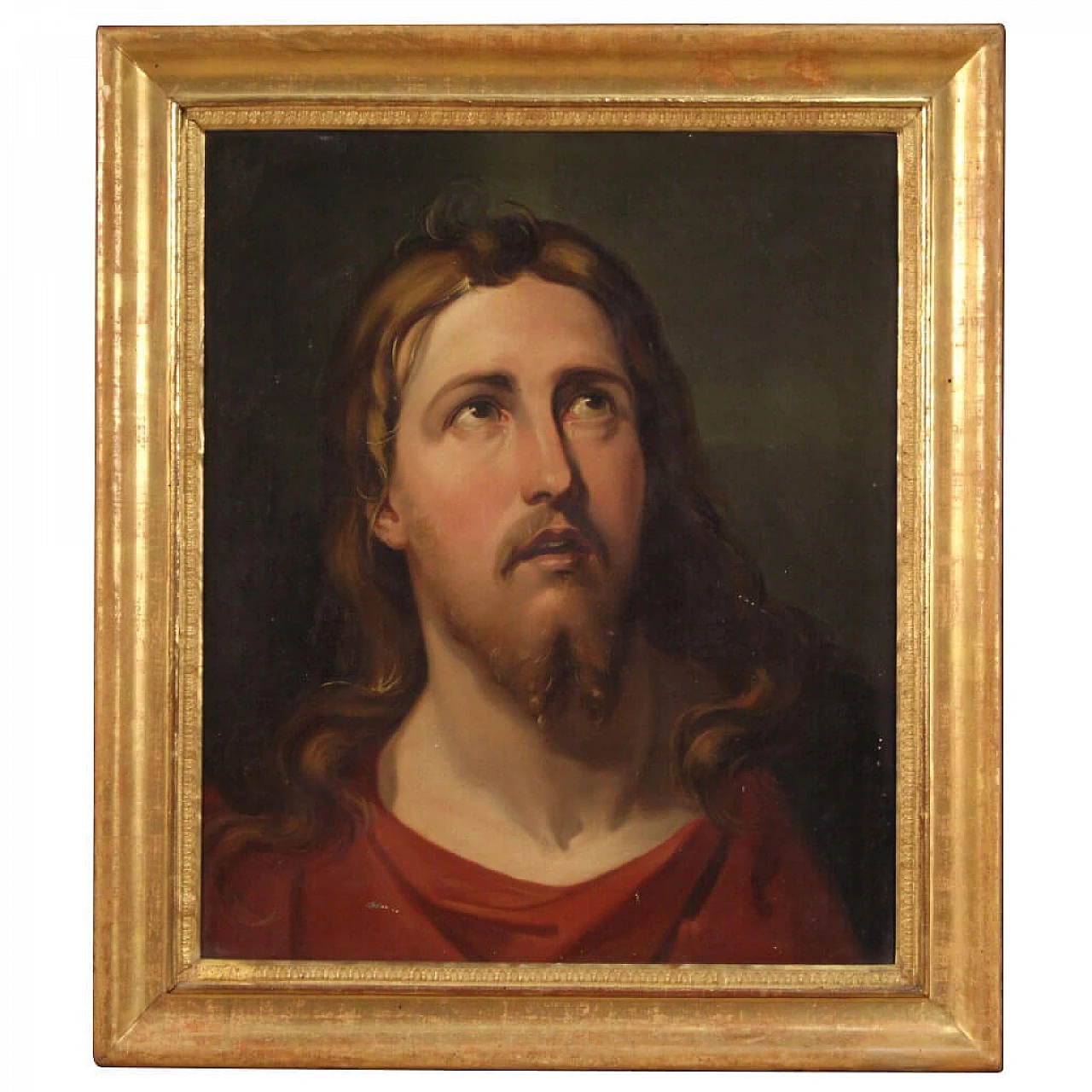 Antique Italian religious oil painting with face of Christ, 19th century 1281205