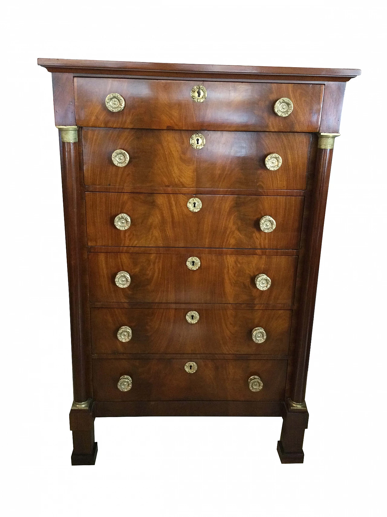 Empire chest of drawers in mahogany feathers, 19th century 1282946