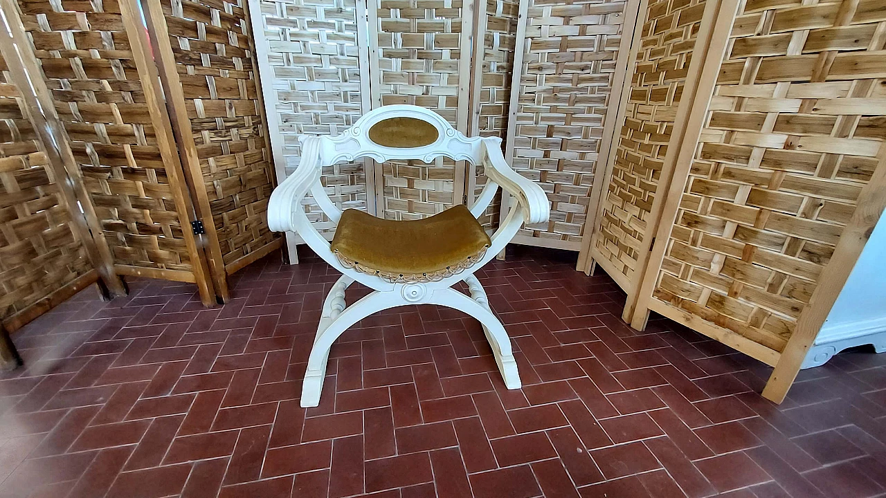 Savonarola inlaid beech armchair, 1960s 1283915