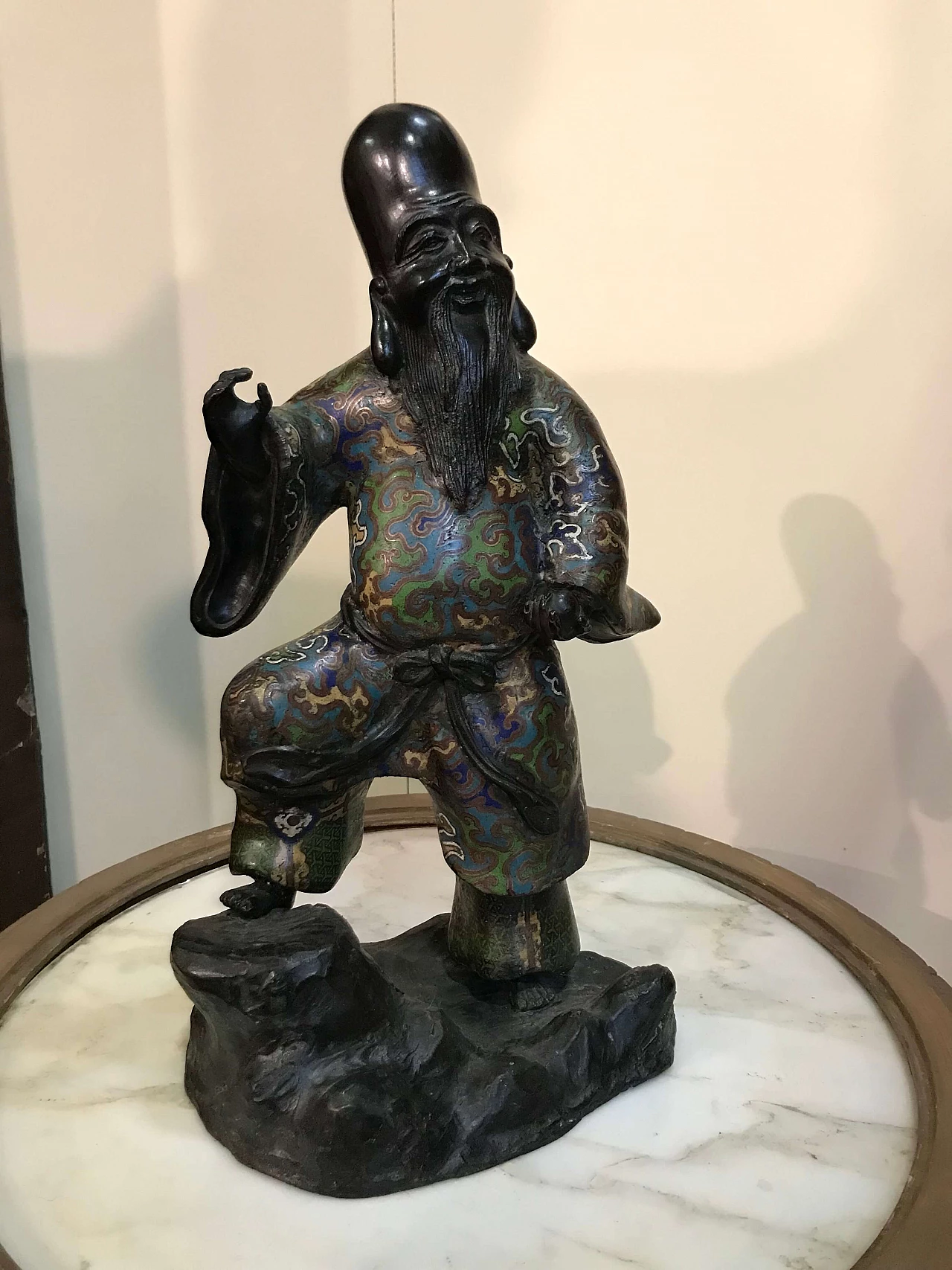 Japanese enamelled bronze wise man sculpture, 17th century 1306431