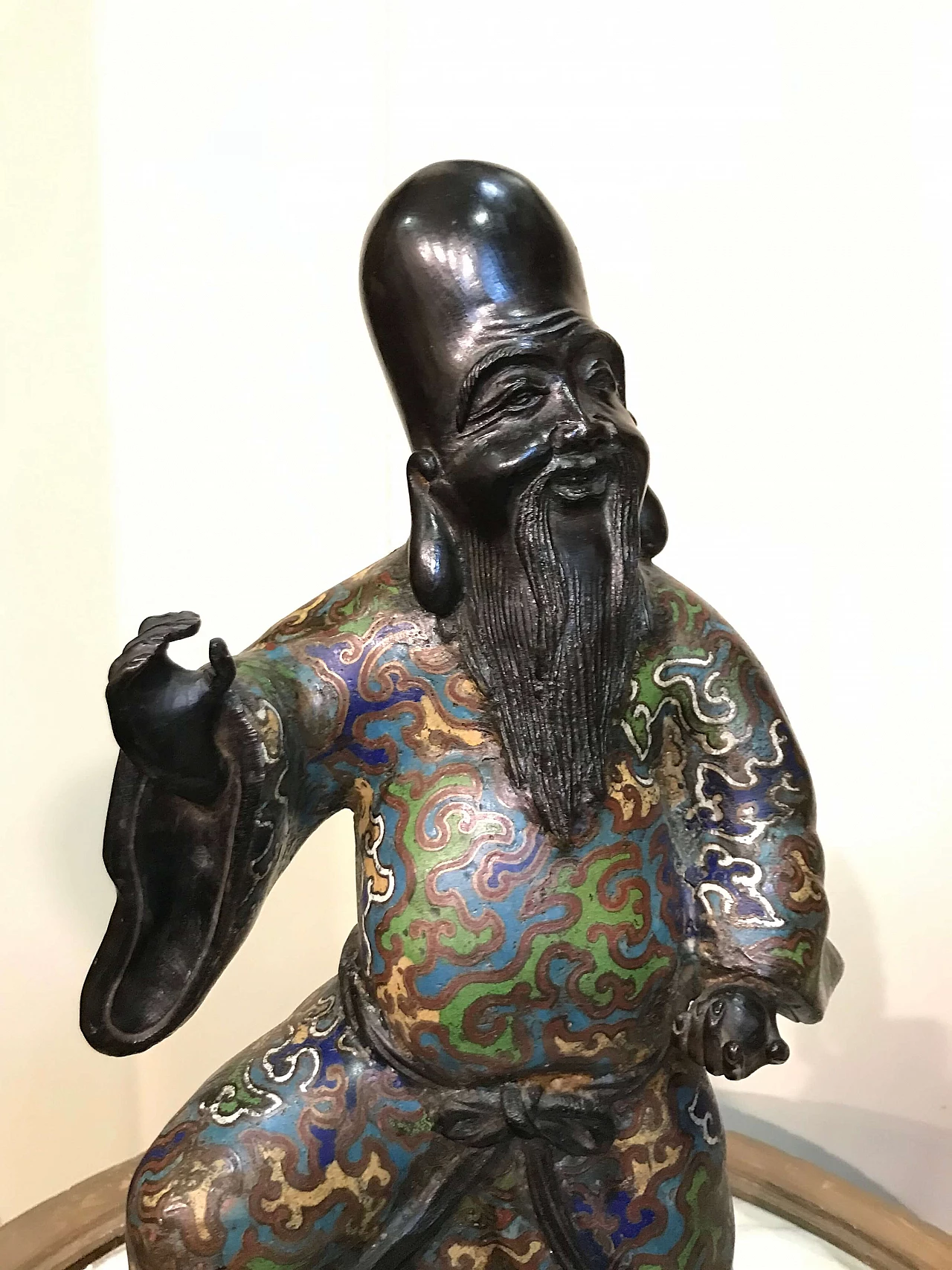 Japanese enamelled bronze wise man sculpture, 17th century 1306432