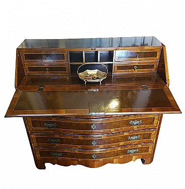 Louis XVI chest of drawers with flap in walnut and walnut briar, 18th century