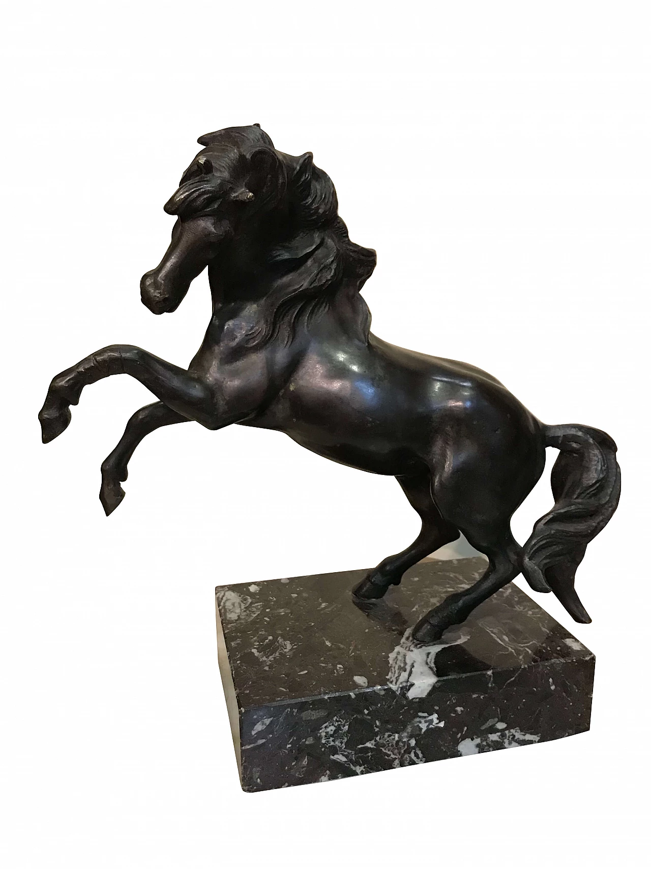 Cavallo in bronzo su base in marmo, ‘800 1306548