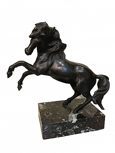 Bronze horse on marble base, 19th century