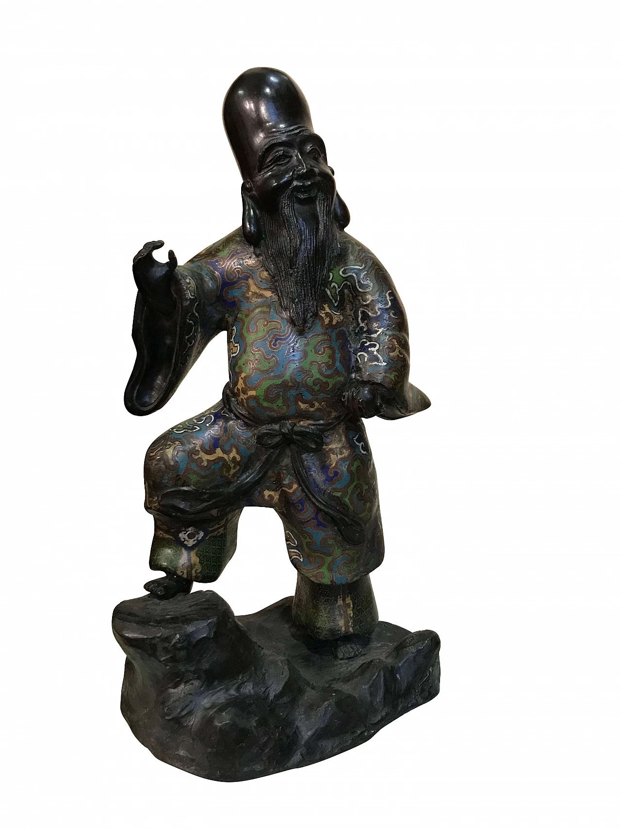 Japanese enamelled bronze wise man sculpture, 17th century 1306586