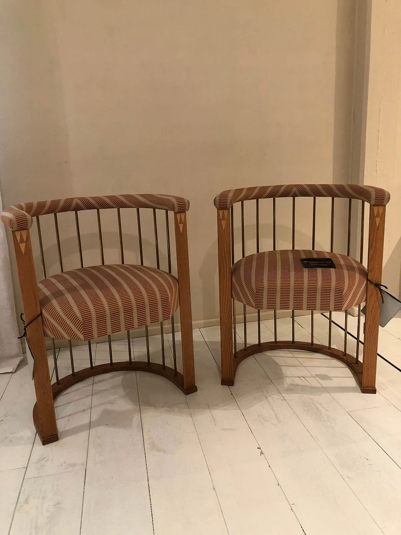 Pair of wood and fabric armchairs by Poltrona Frau, 1980s 1307534