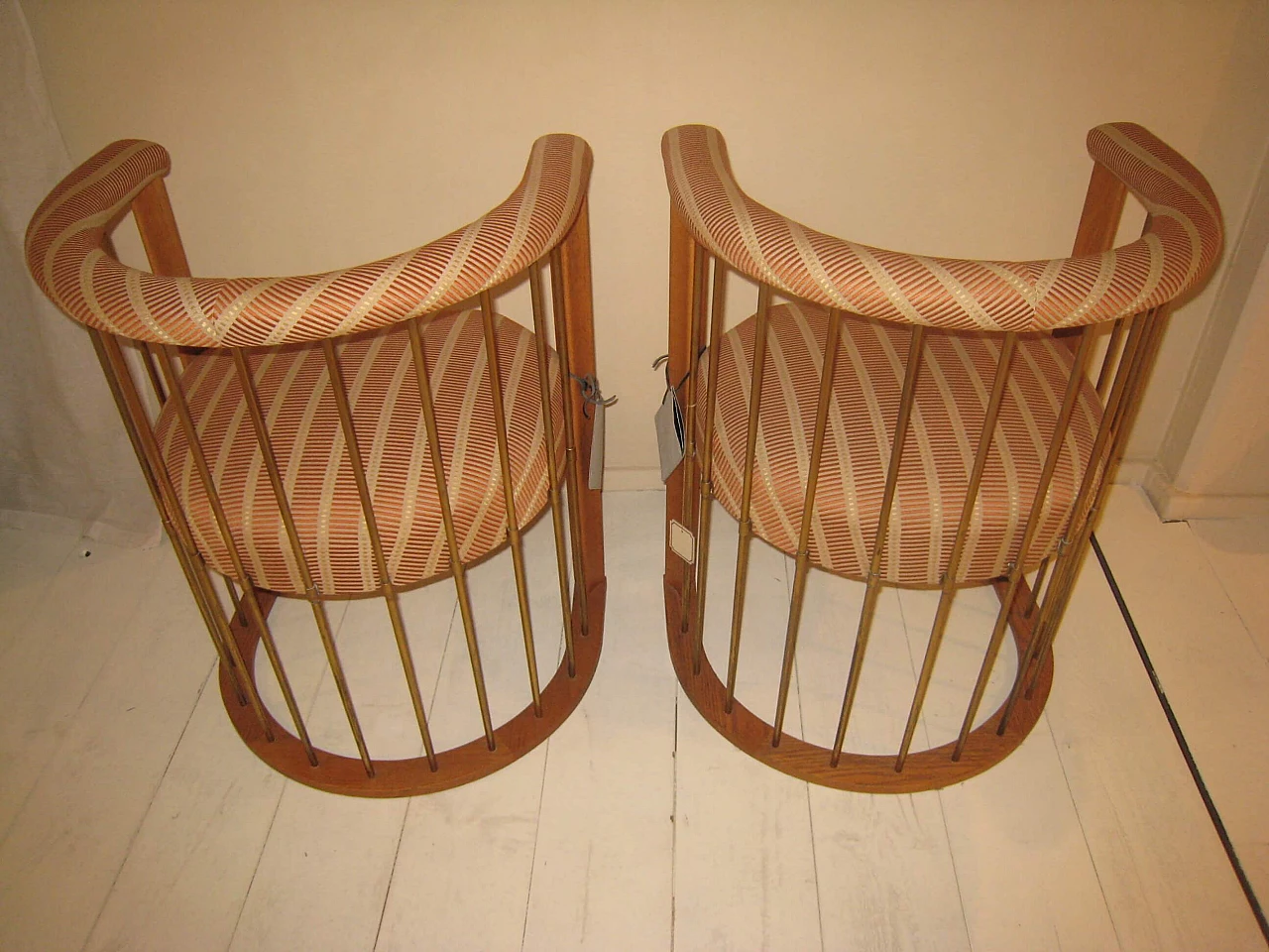 Pair of wood and fabric armchairs by Poltrona Frau, 1980s 1307537