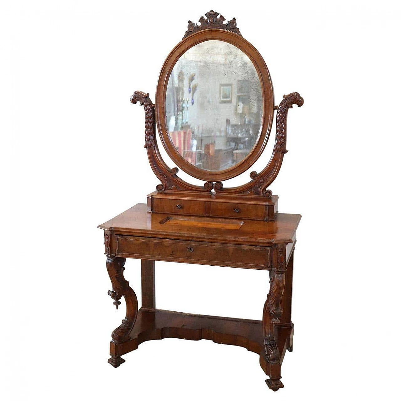 Charles X walnut vanity with mirror, early 19th century 1307723