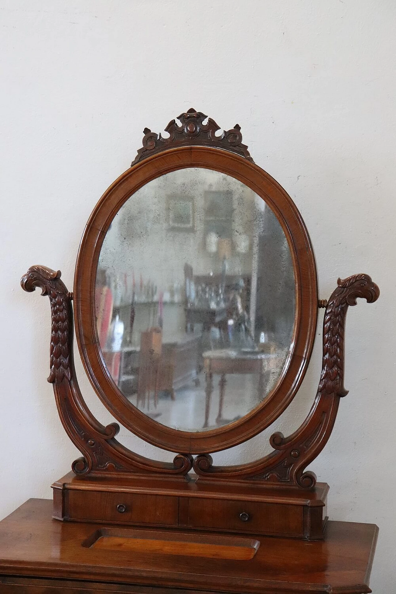 Charles X walnut vanity with mirror, early 19th century 1307724