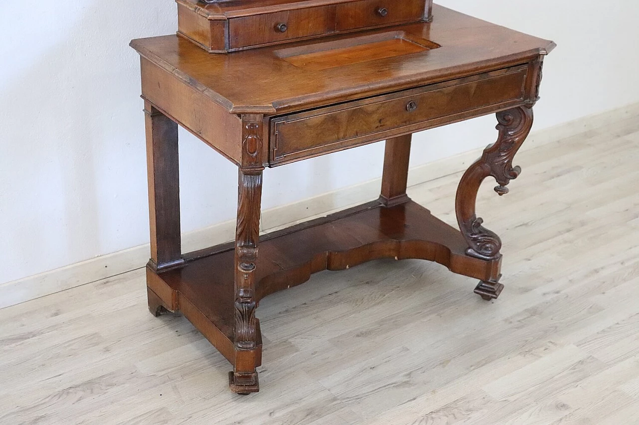 Charles X walnut vanity with mirror, early 19th century 1307725