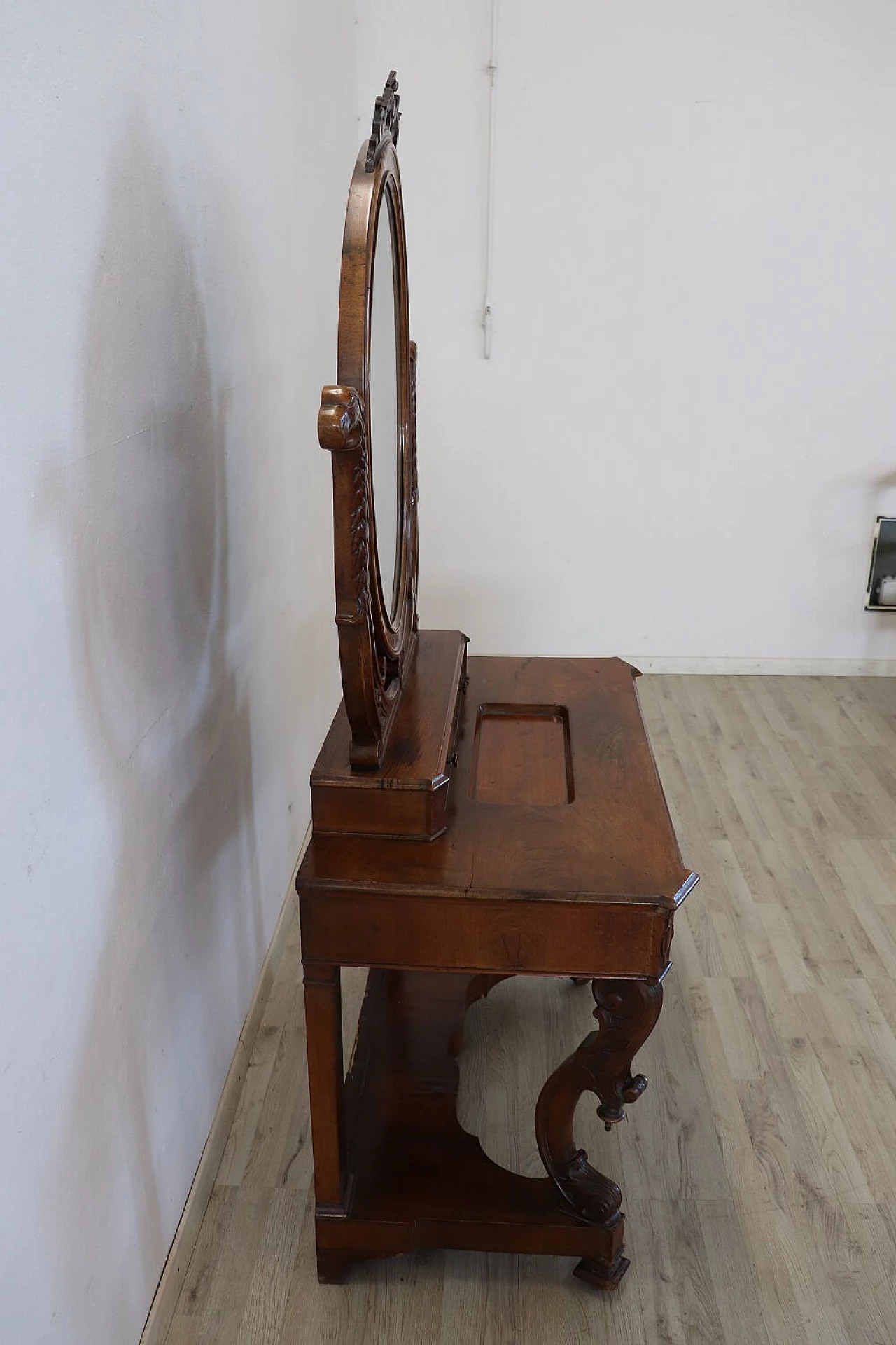 Charles X walnut vanity with mirror, early 19th century 1307726