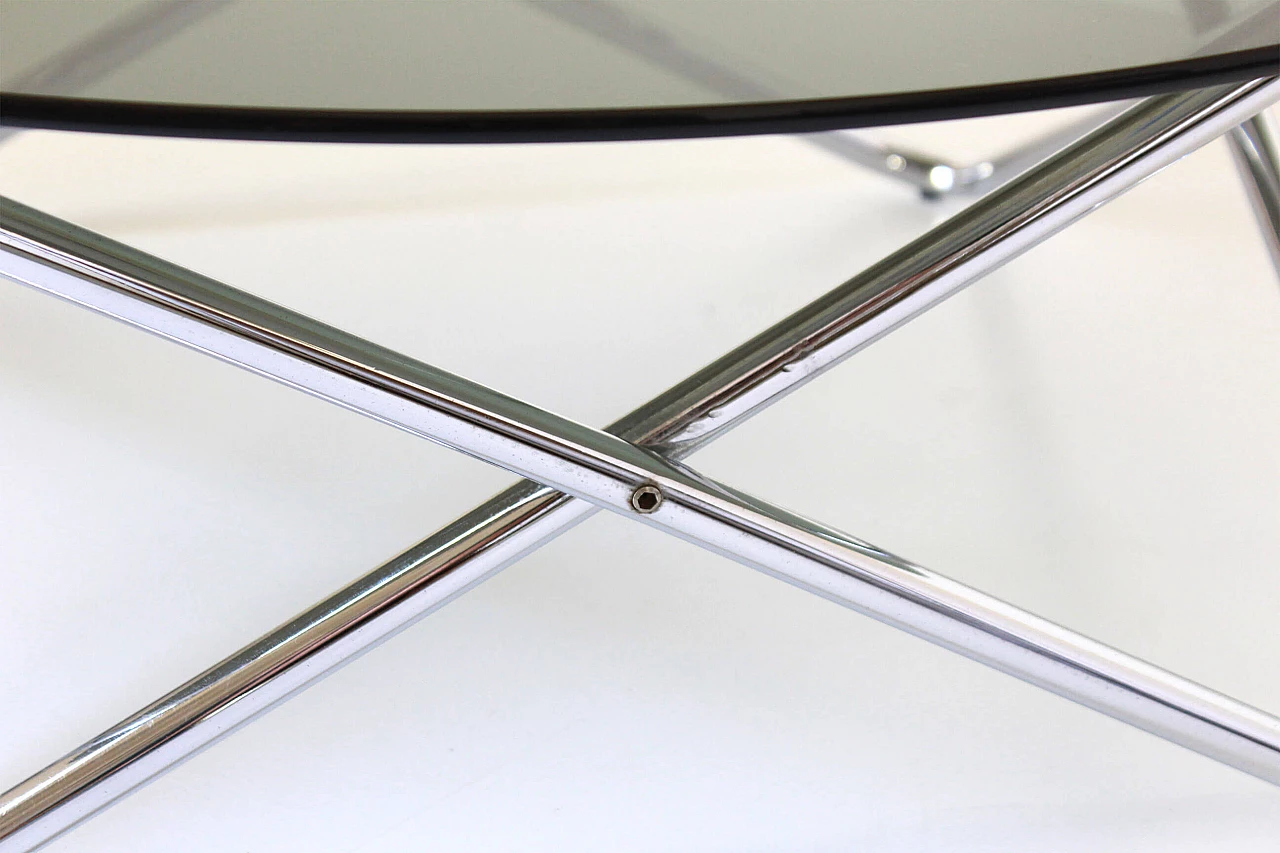 Space Age coffee table in glass and chromed steel, 1970s 1307968