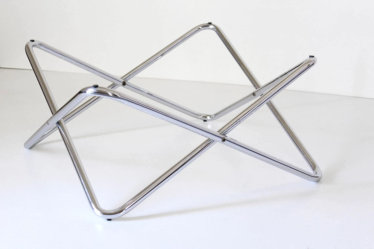 Space Age coffee table in glass and chromed steel, 1970s 1307973