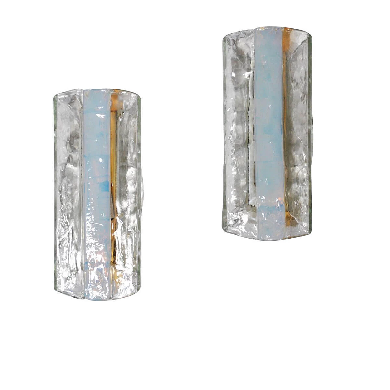 Pair of wall lamps in transparent rough Murano glass by Mazzega, 60s 1311068