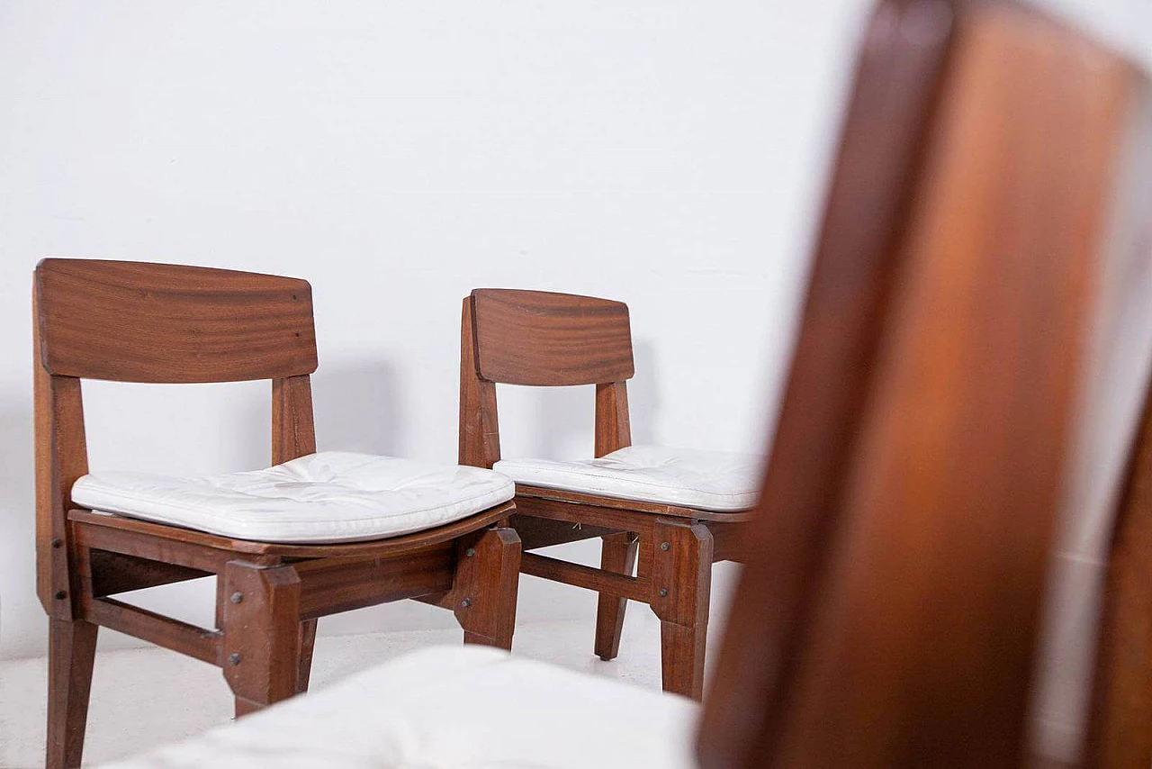 6 Chairs in mahogany and fabric by Vito Sangiradi for Pallante store Bari, 50s 1312278