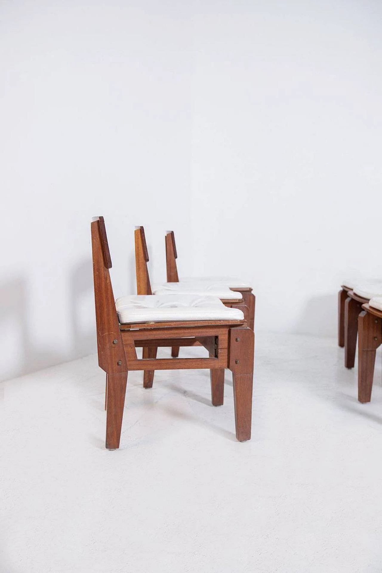 6 Chairs in mahogany and fabric by Vito Sangiradi for Pallante store Bari, 50s 1312279