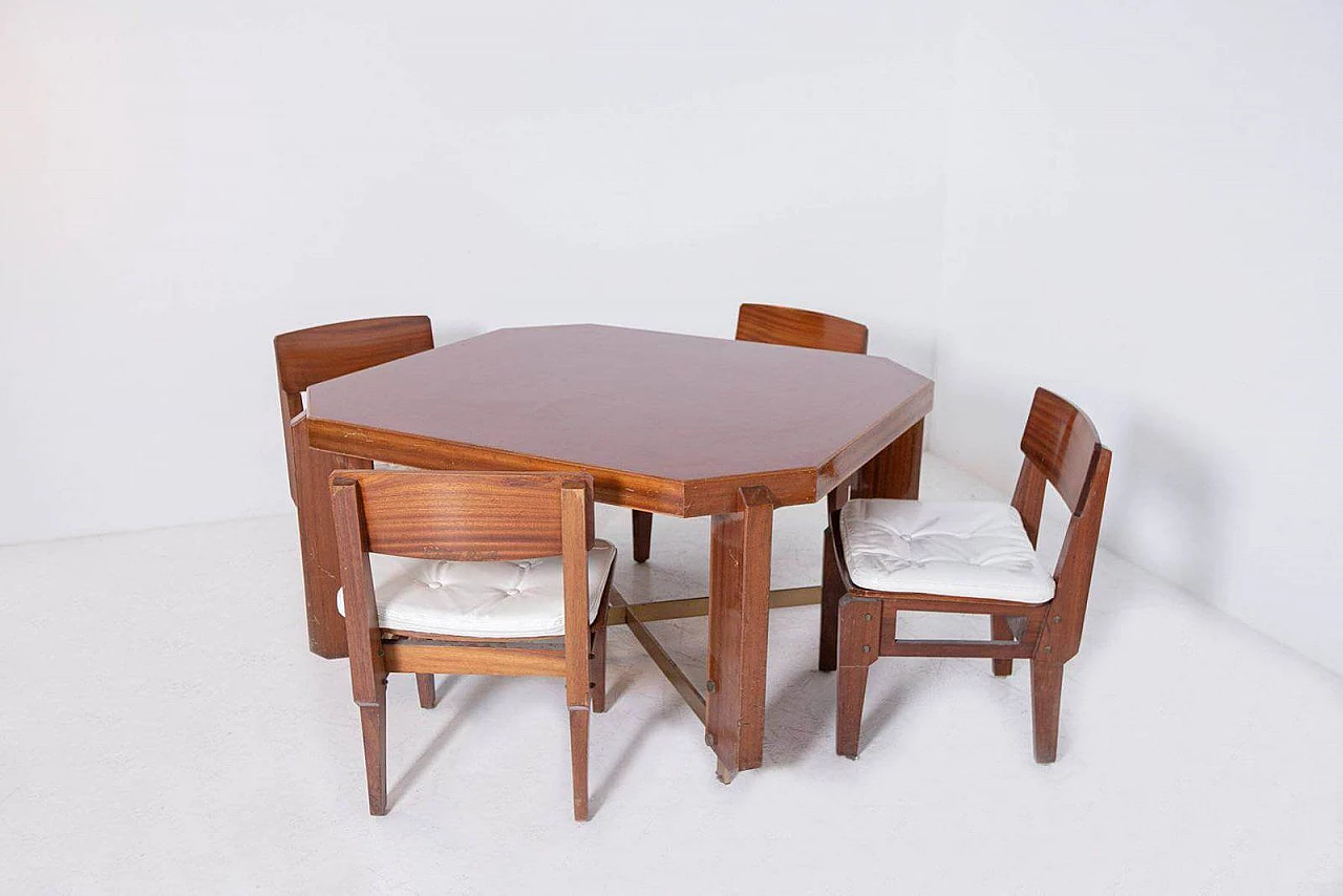 6 Chairs in mahogany and fabric by Vito Sangiradi for Pallante store Bari, 50s 1312280