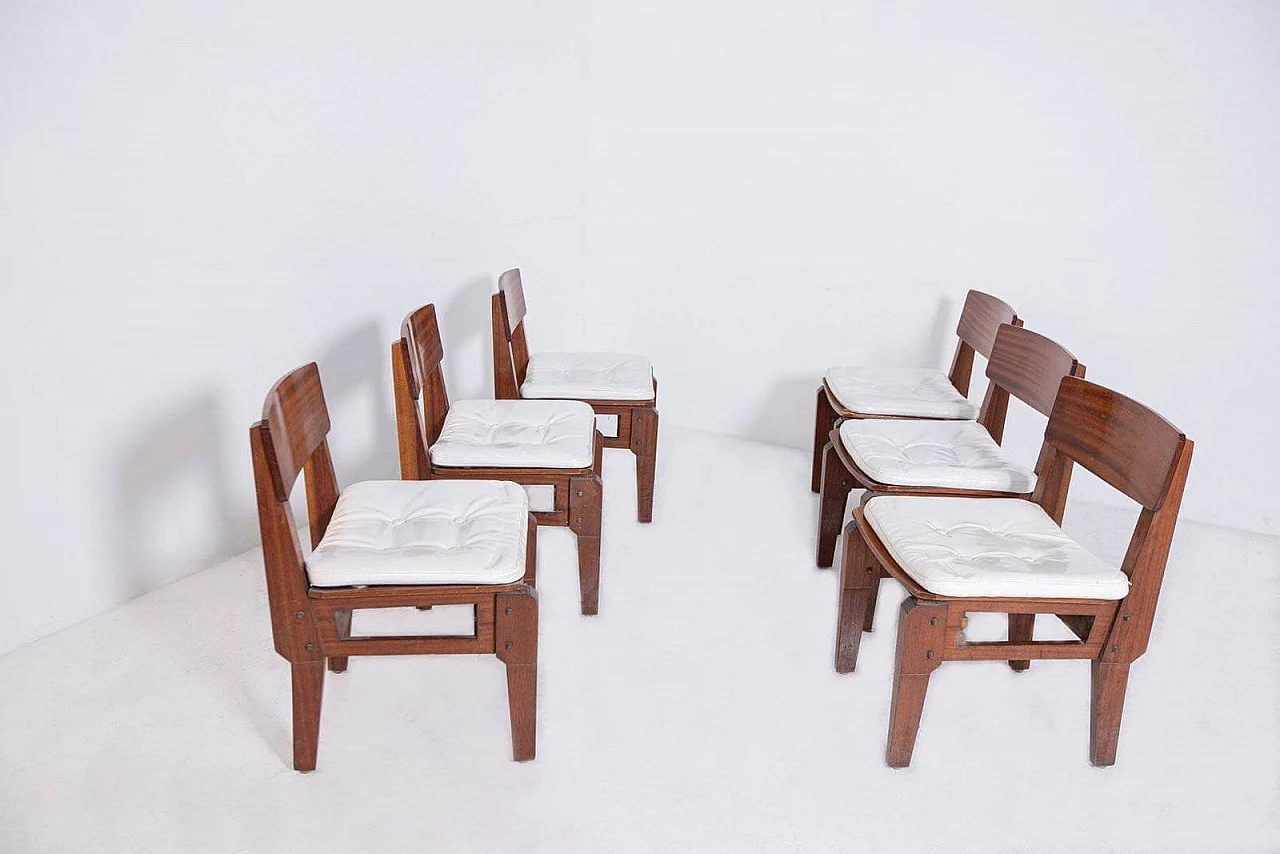 6 Chairs in mahogany and fabric by Vito Sangiradi for Pallante store Bari, 50s 1312282