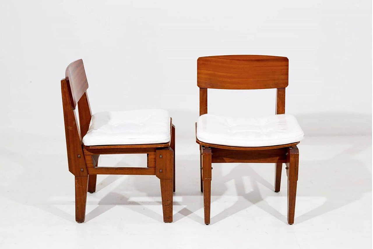 6 Chairs in mahogany and fabric by Vito Sangiradi for Pallante store Bari, 50s 1312284