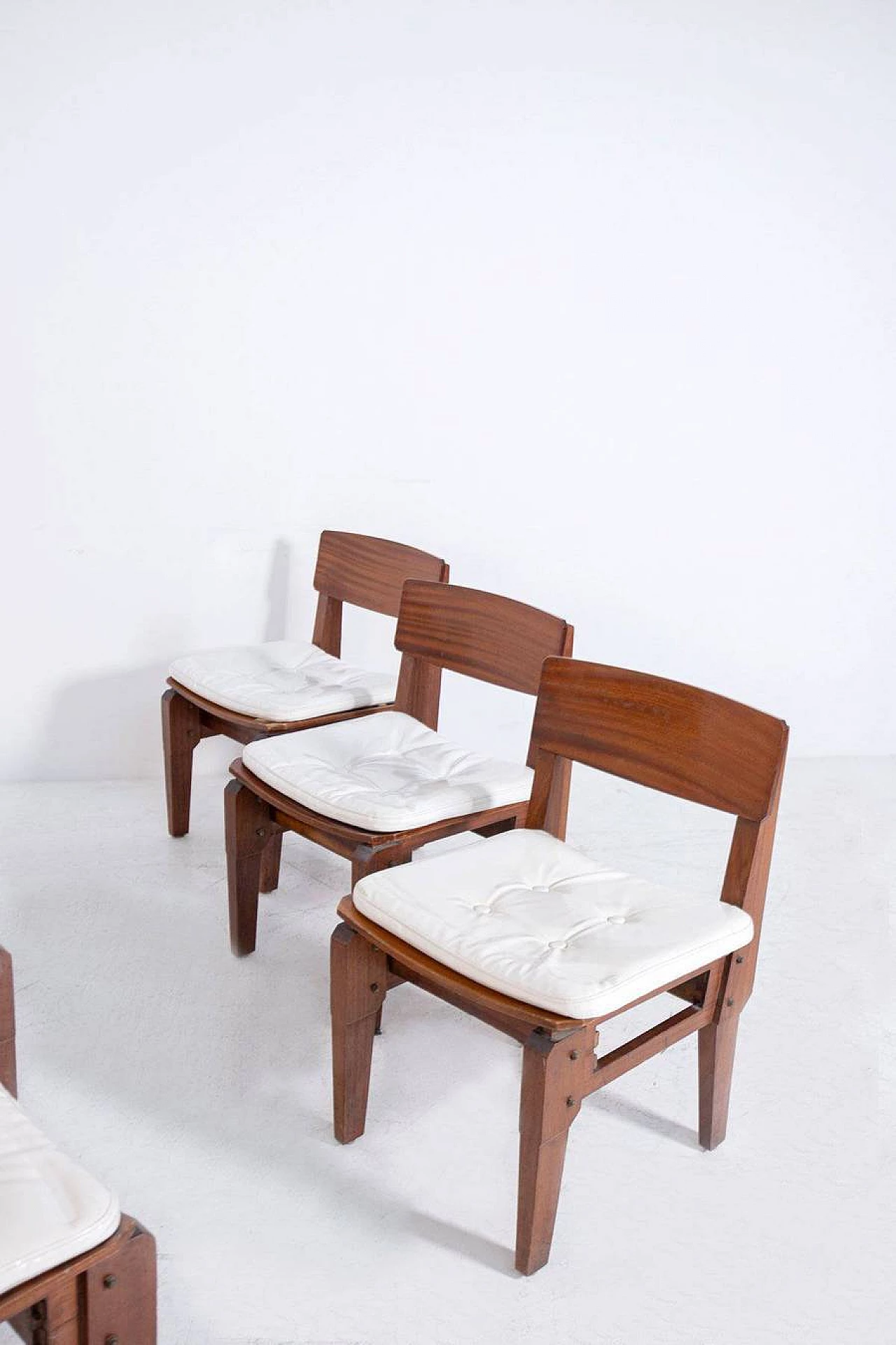 6 Chairs in mahogany and fabric by Vito Sangiradi for Pallante store Bari, 50s 1312286