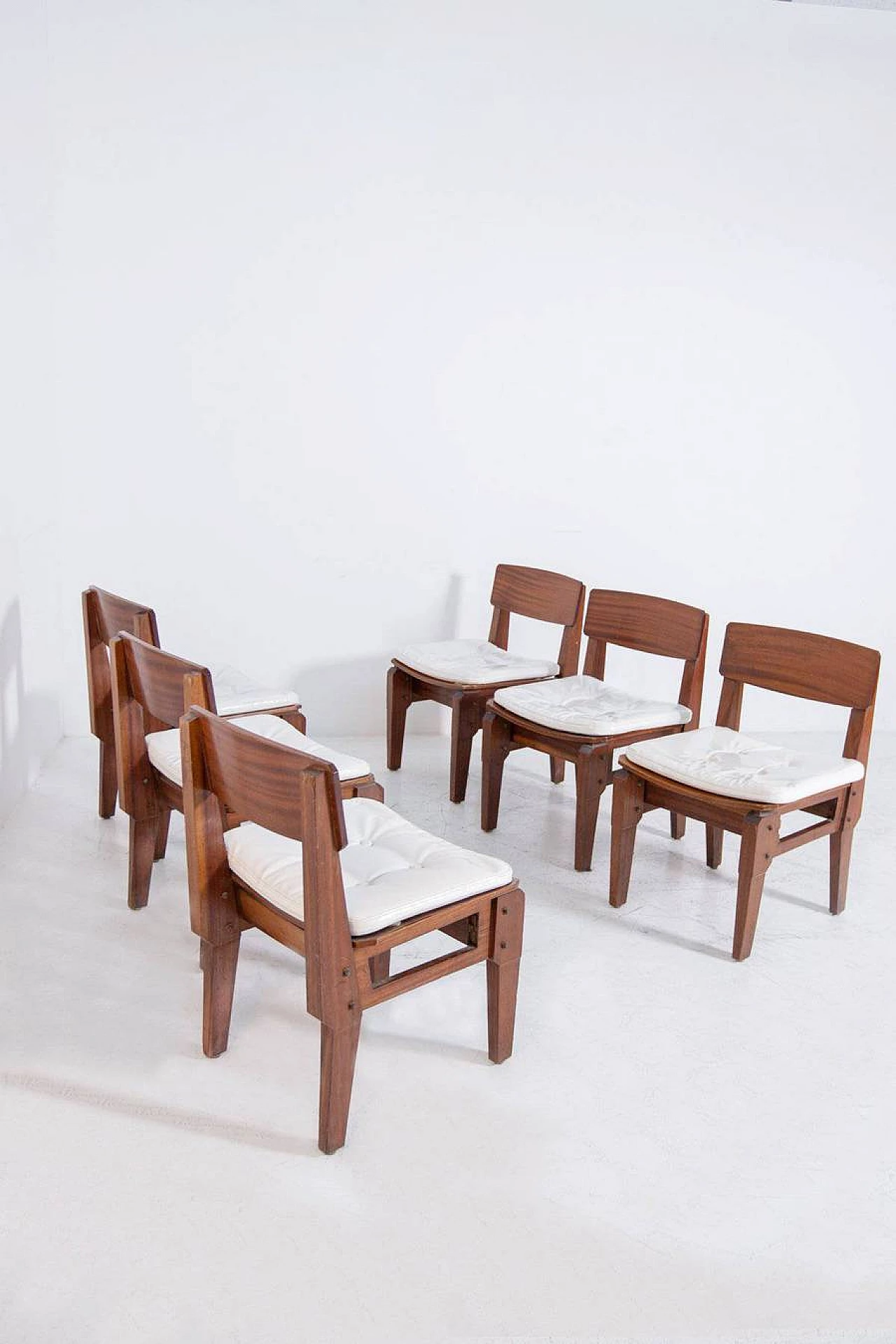 6 Chairs in mahogany and fabric by Vito Sangiradi for Pallante store Bari, 50s 1312287