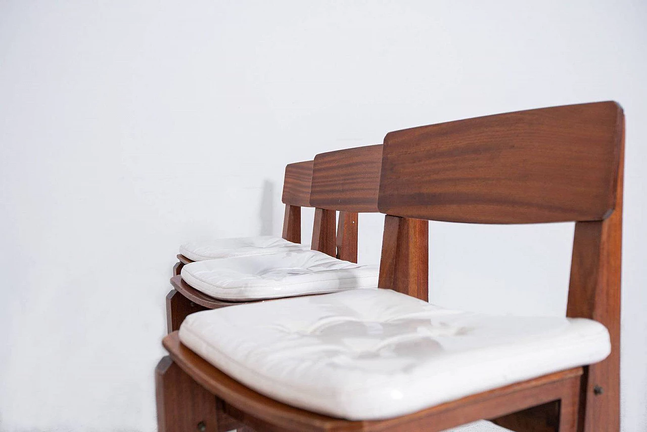 6 Chairs in mahogany and fabric by Vito Sangiradi for Pallante store Bari, 50s 1312288