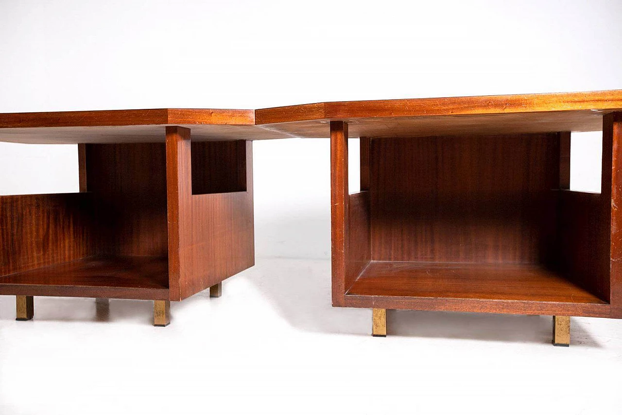 Console in mahogany and laminated brass by Vito Sangiradi for Pallante store Bari, 50s 1312291