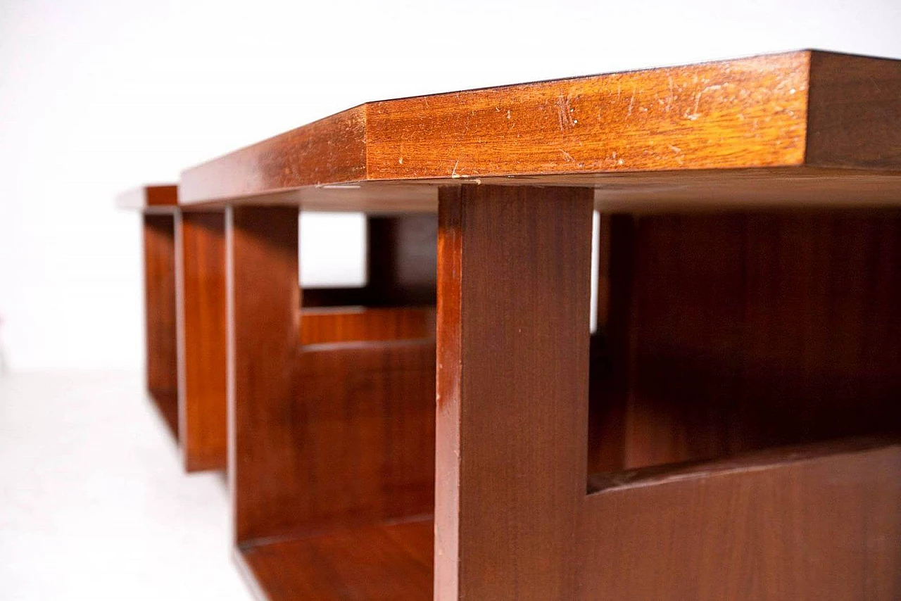 Console in mahogany and laminated brass by Vito Sangiradi for Pallante store Bari, 50s 1312297