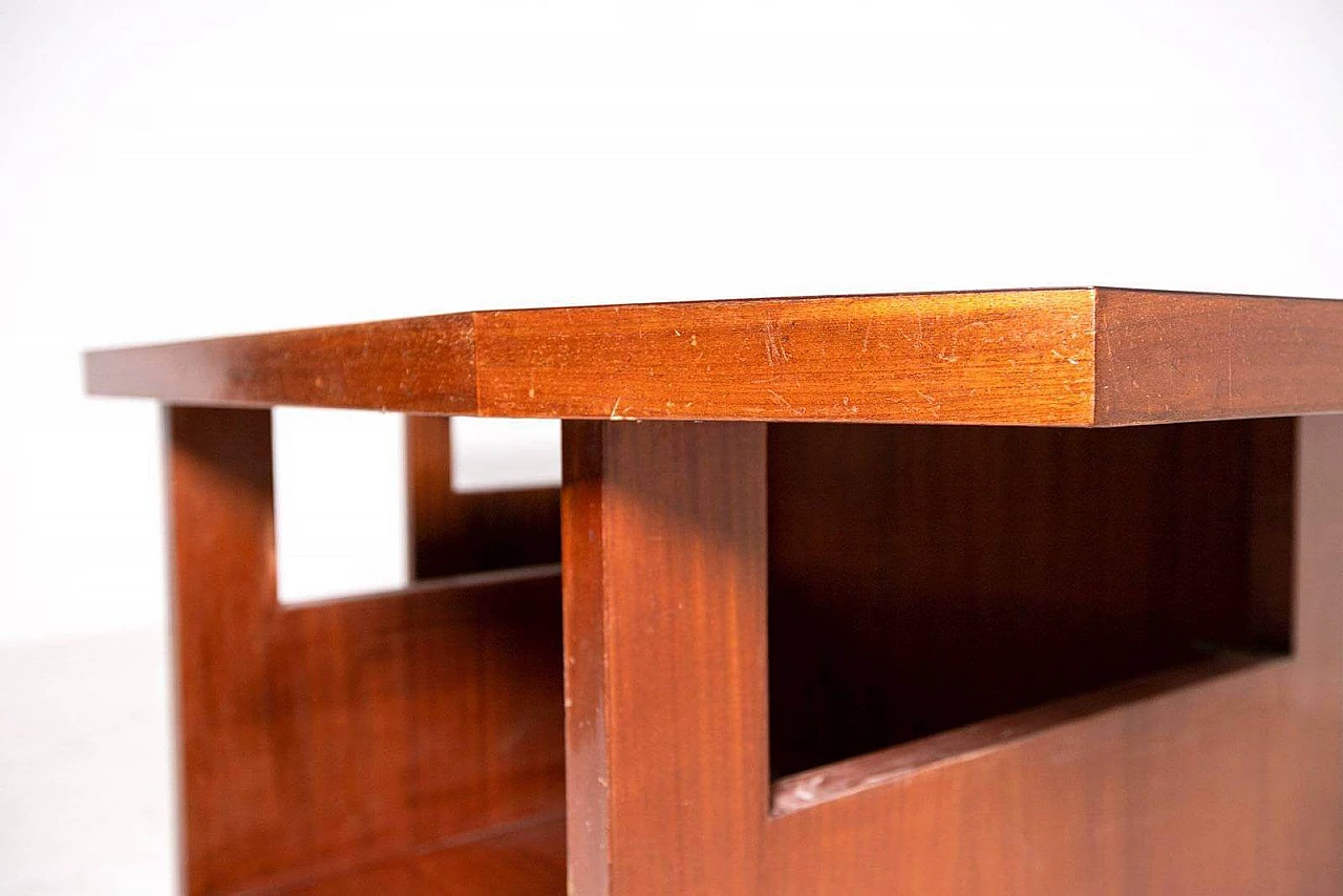 Console in mahogany and laminated brass by Vito Sangiradi for Pallante store Bari, 50s 1312298