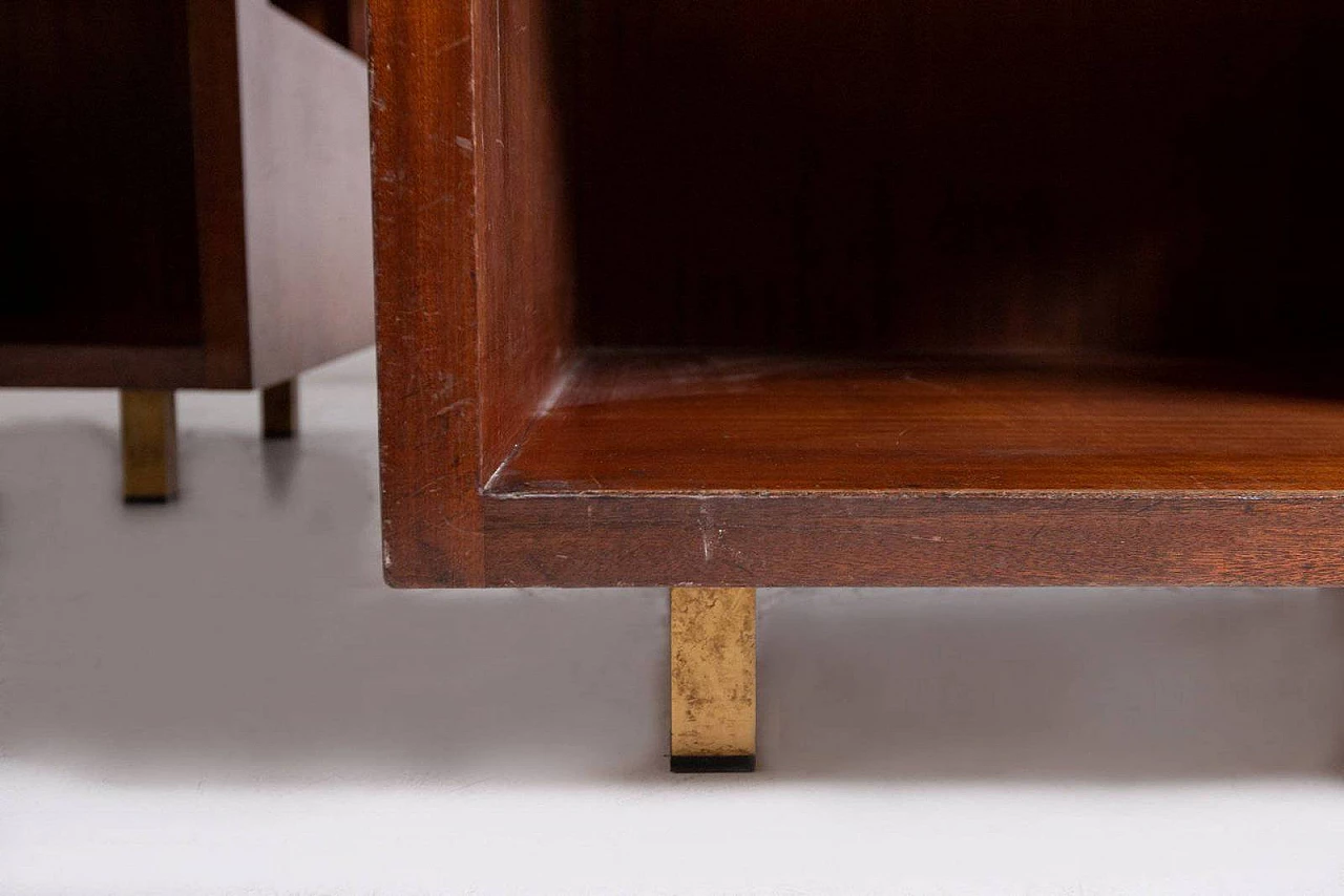 Console in mahogany and laminated brass by Vito Sangiradi for Pallante store Bari, 50s 1312299