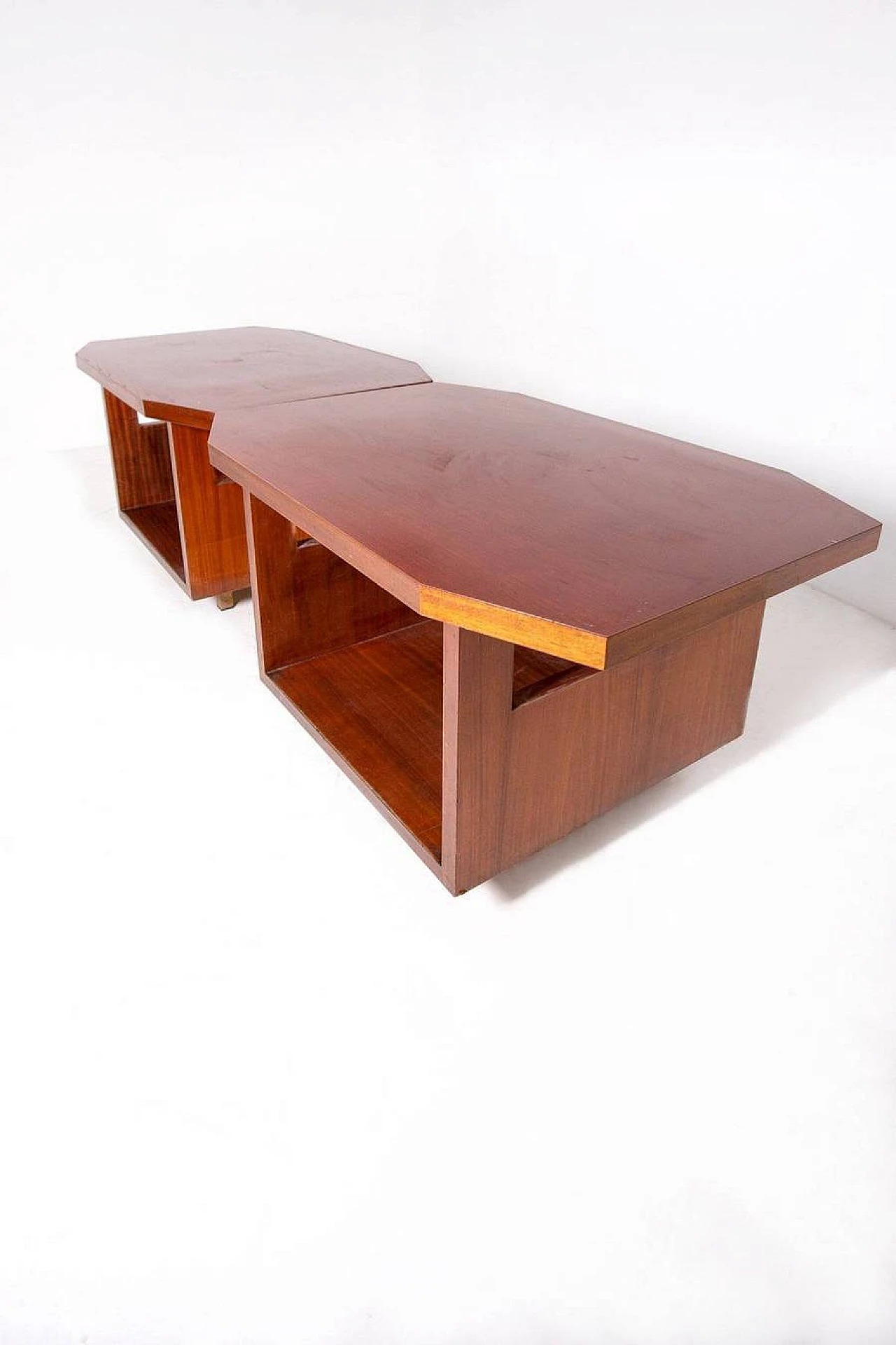 Console in mahogany and laminated brass by Vito Sangiradi for Pallante store Bari, 50s 1312301