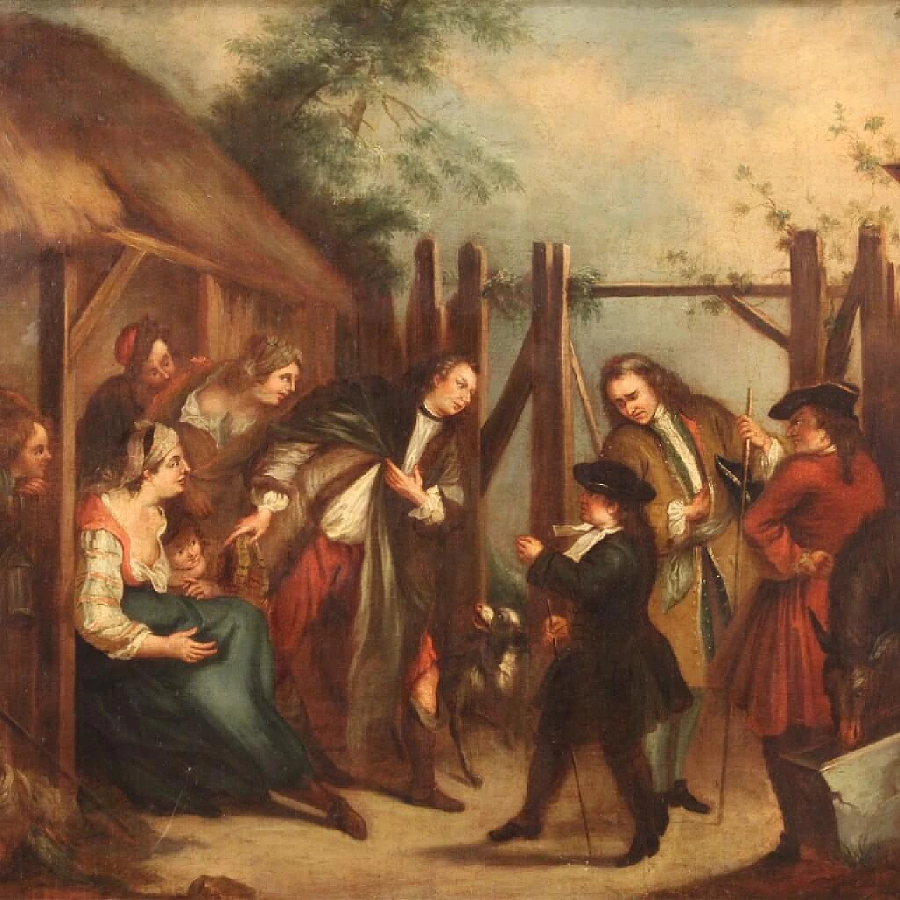 English painting depicting a genre scene, oil on canvas, second half of the 18th century 1313116