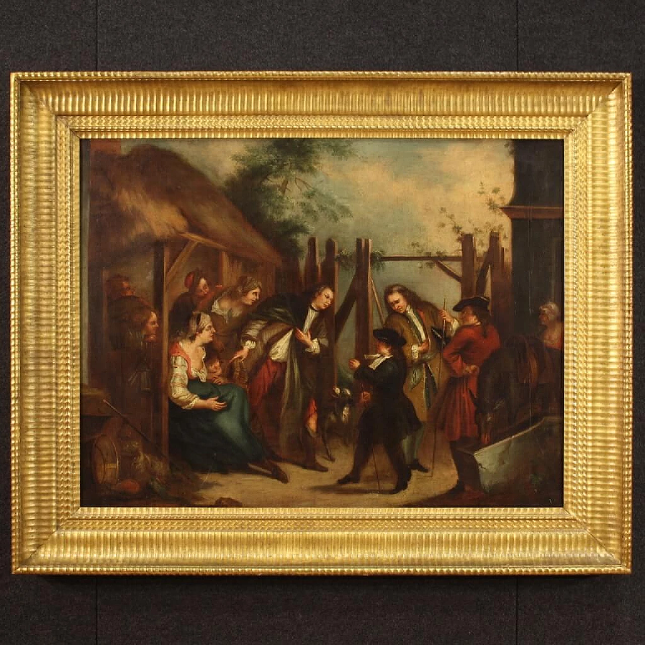 English painting depicting a genre scene, oil on canvas, second half of the 18th century 1313117