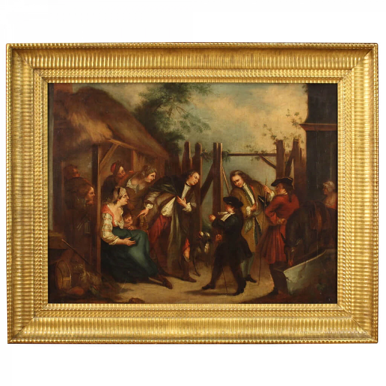 English painting depicting a genre scene, oil on canvas, second half of the 18th century 1322614