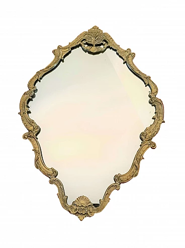 Florentine style brass wall mirror, 1950s