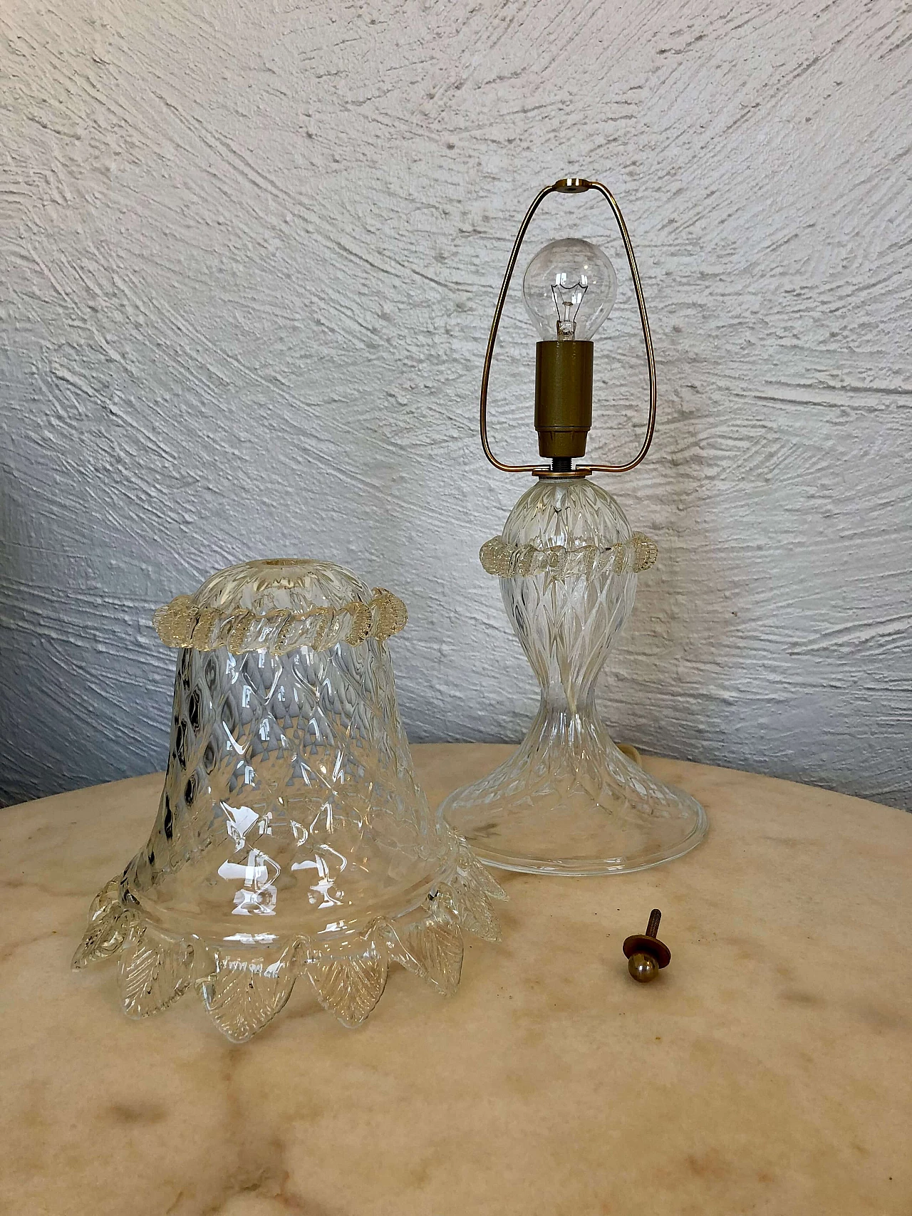 Lampada da tavolo in vetro di Murano stile Veneziana, anni '80 1323974