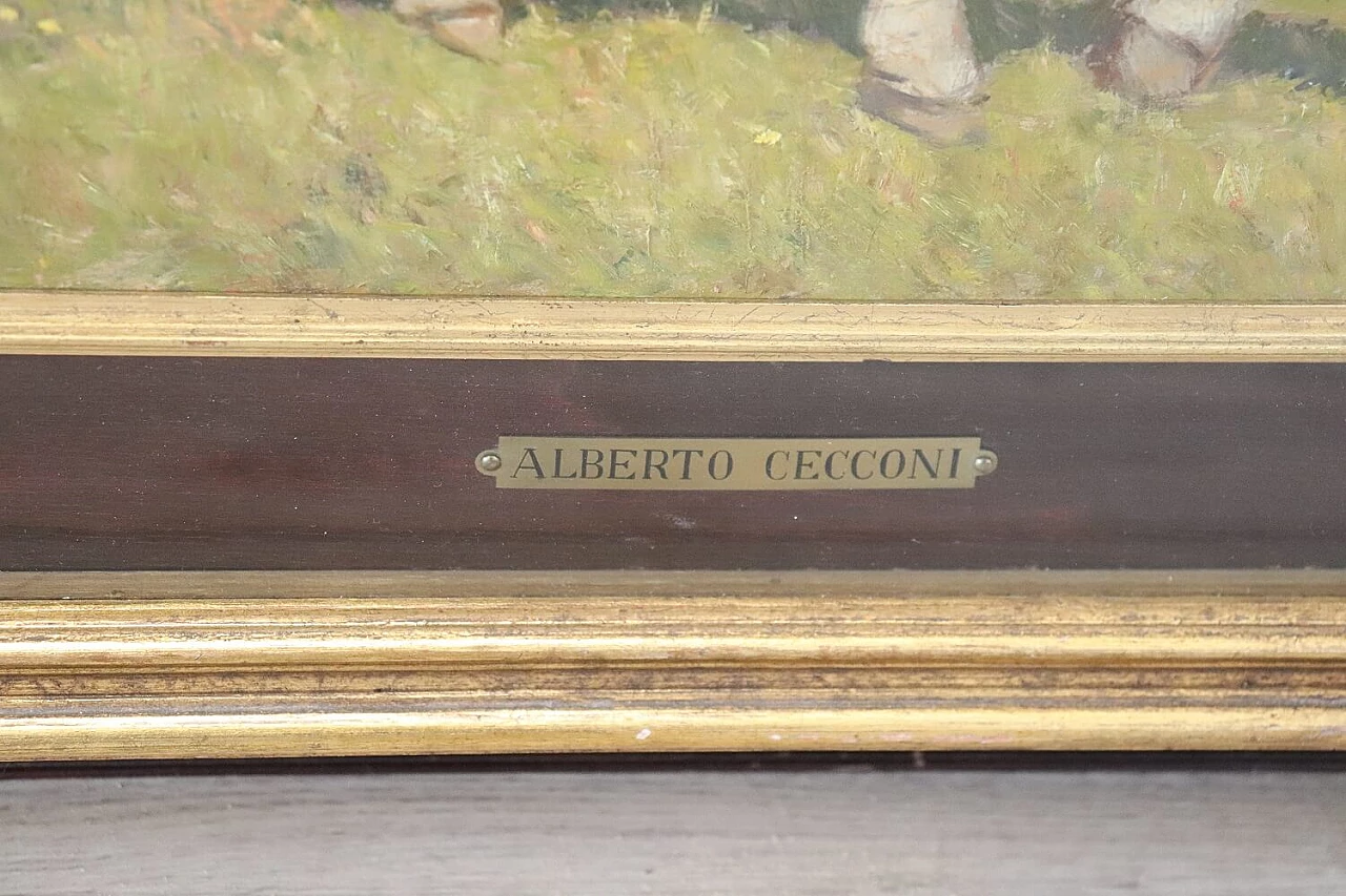 Oil painting on wood by Alberto Cecconi, 1940s 1327975