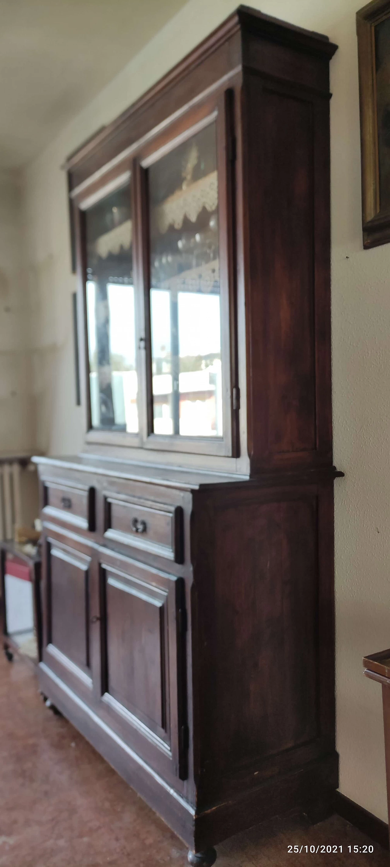 Solid wood sideboard with two display cases, late 19th century 1331699