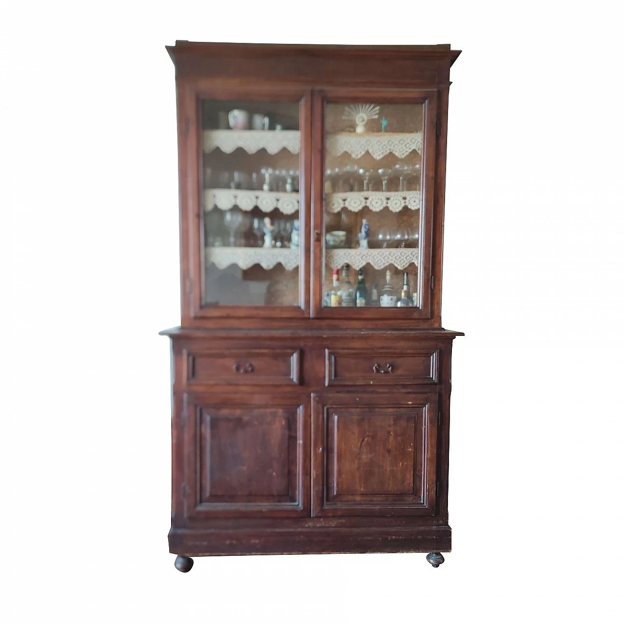 Solid wood sideboard with two display cases, late 19th century 1331904