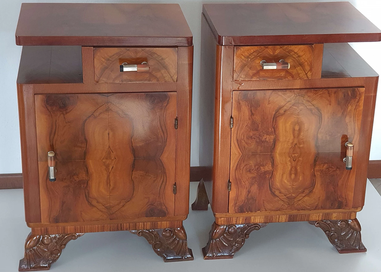 Pair of Art Deco nightstands in zebrano, 1930s 1334762