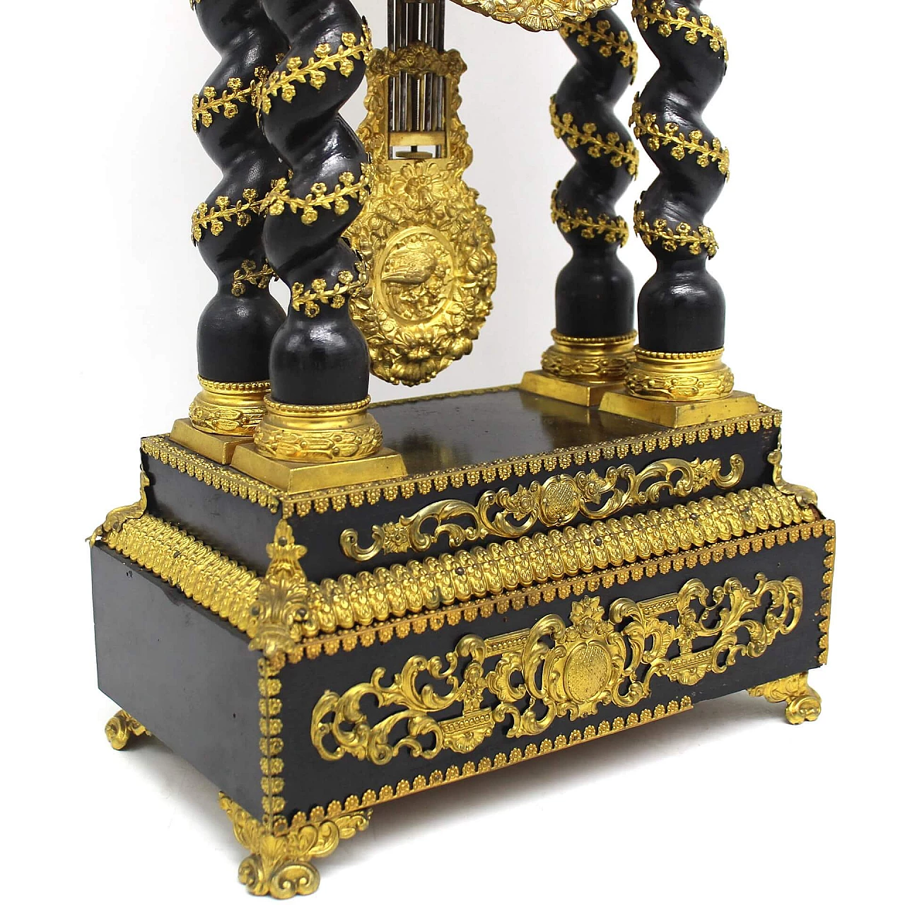 Napoleon III pendulum clock in ebonized wood and gilded bronzes, 19th century. 1336768