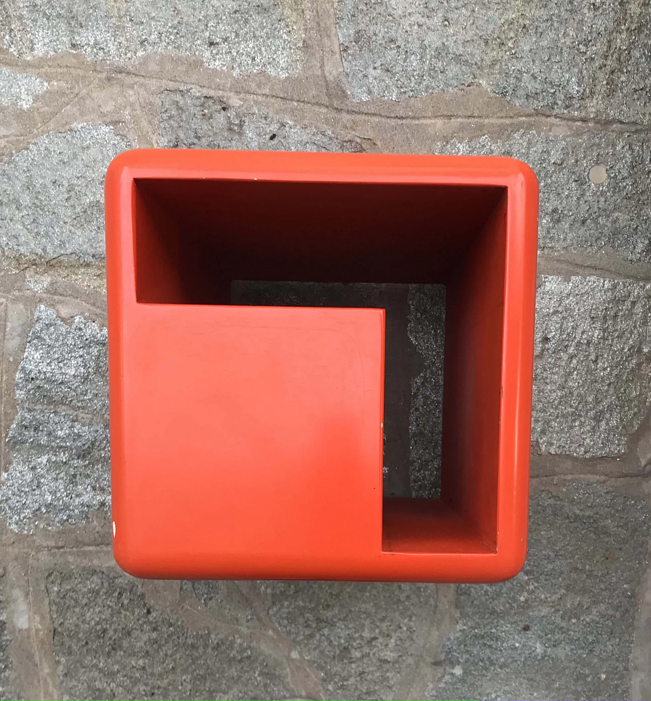 Orange lacquered wooden stool, 1980s 1337969